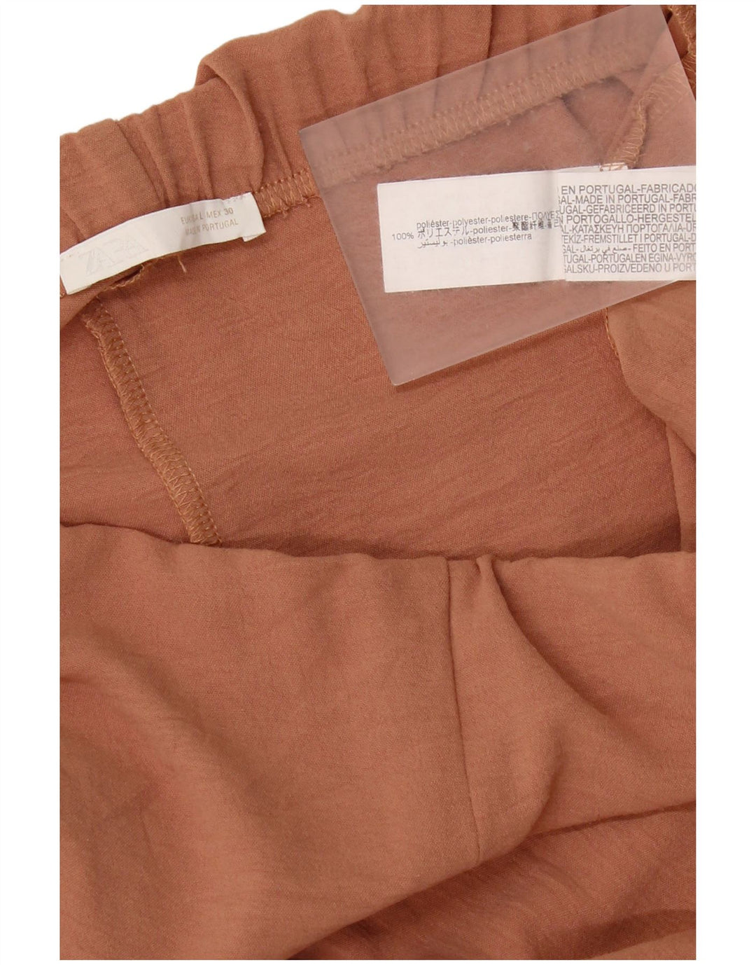 Zara kvinders brede ben Casual bukser store W32 L32 brun polyester