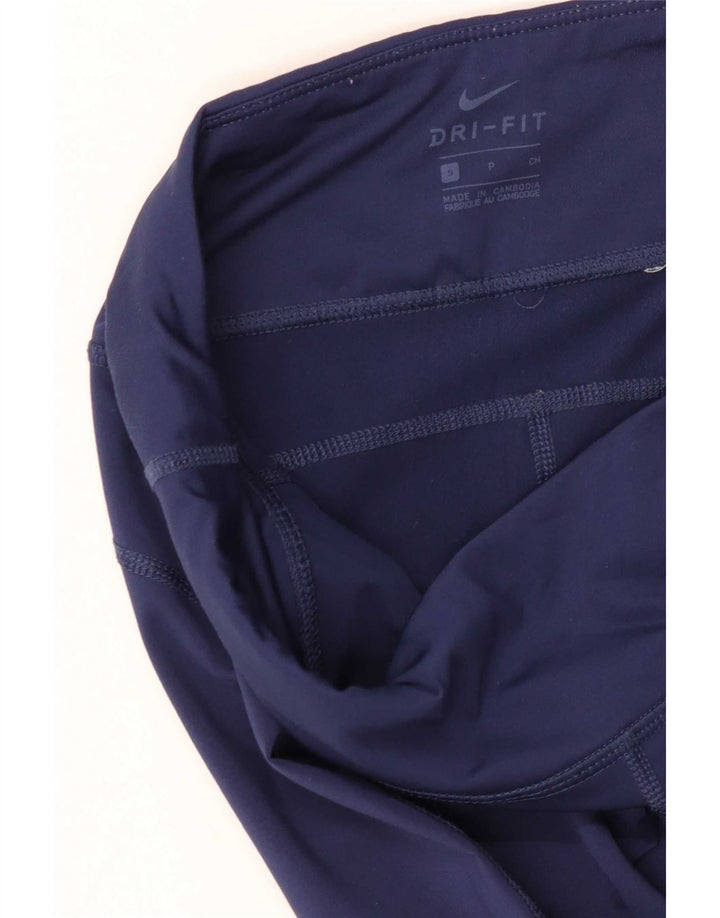 Nike Dame Dri Fit Capri Leggings UK 10 Small Navy Blue
