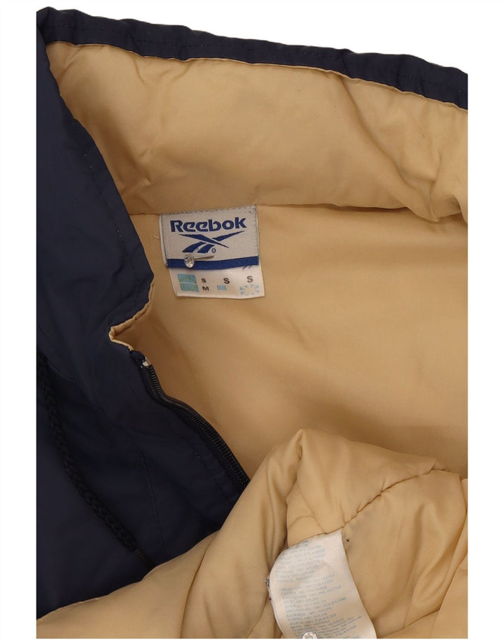 Reebok Herre hættepolstret jakke UK 36 Small Navy Blue Colourblock