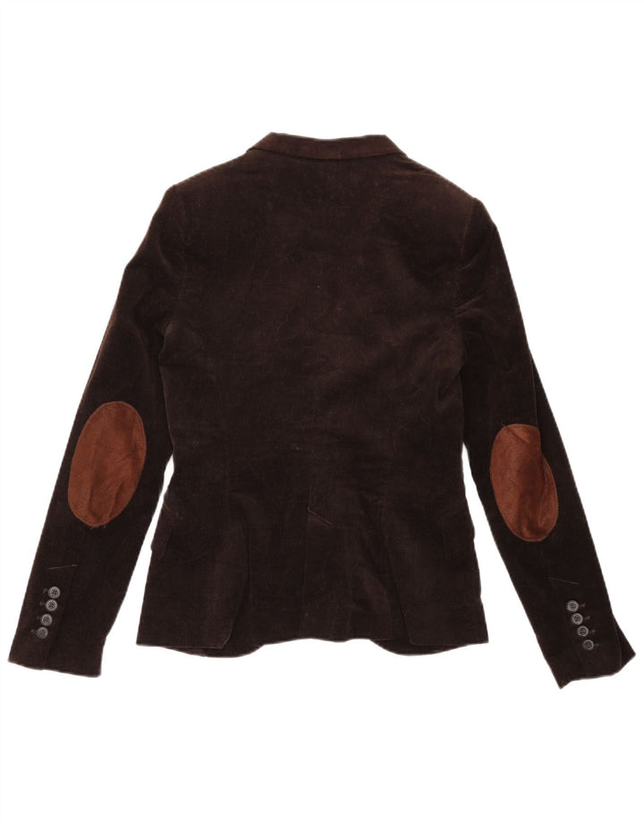Zara Dame 1-knap Corduroy Blazer Jacket UK 12 Medium Brown Acetate