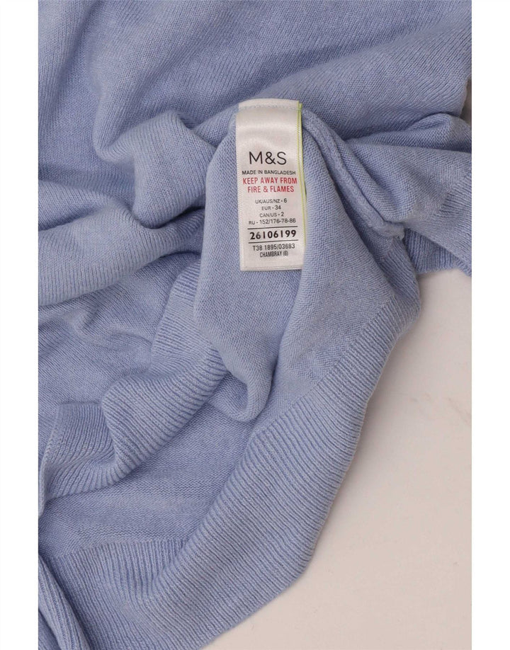 Marks & Spencer Dame Oversized Boat Neck Jumper Sweater UK 6 XS Blå