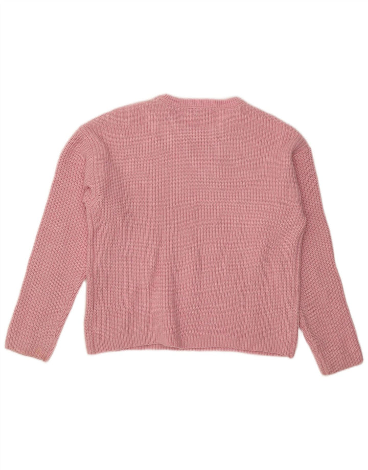 Marks & Spencer Dame Boat Neck Jumper Sweater UK 14 Medium Pink Polyester