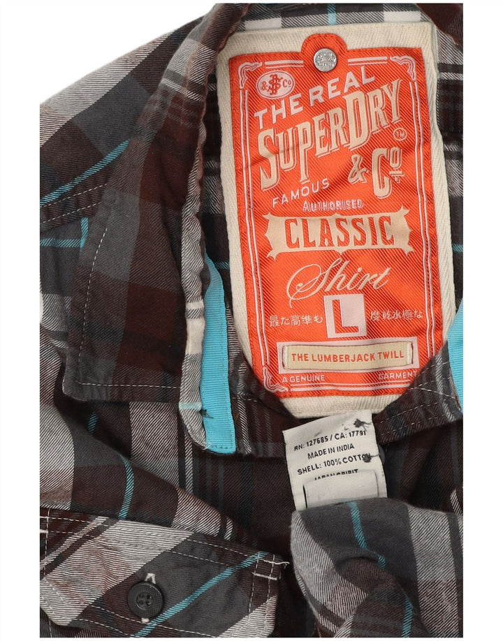 Superdry Flanelskjorte til mænd Stor flerfarvet ternet bomuld
