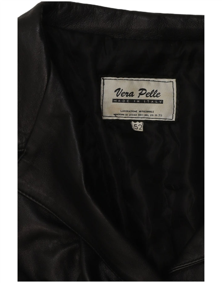 Vintage dame læderjakke IT 52 2XL Sort