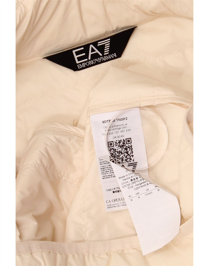Emporio Armani polstret hættejakke til kvinder UK 14 Medium Off White