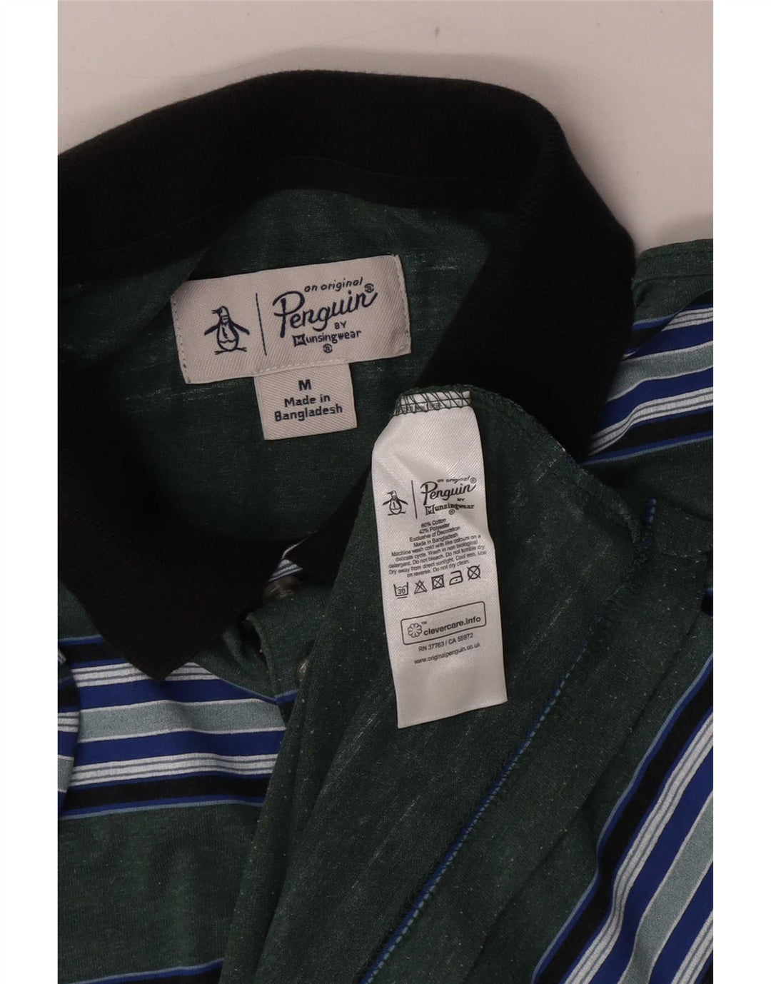 Penguin Herre Kortærmet Regular Fit Polo Shirt Medium Grøn Stribet