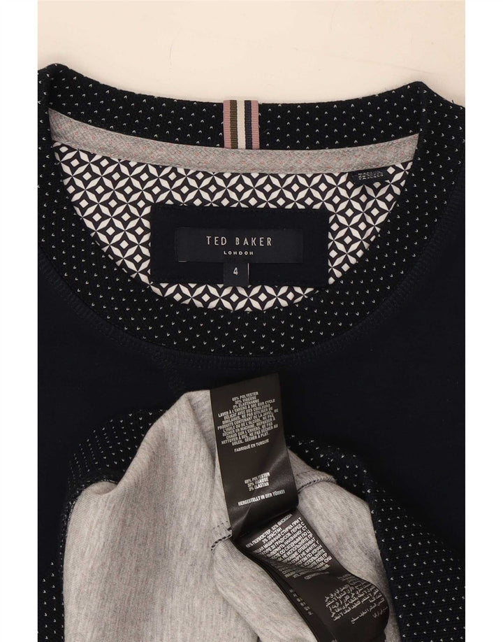 Ted Baker Herre Sweatshirt Jumper Størrelse 4 Large Navy Blue Spotted Polyester