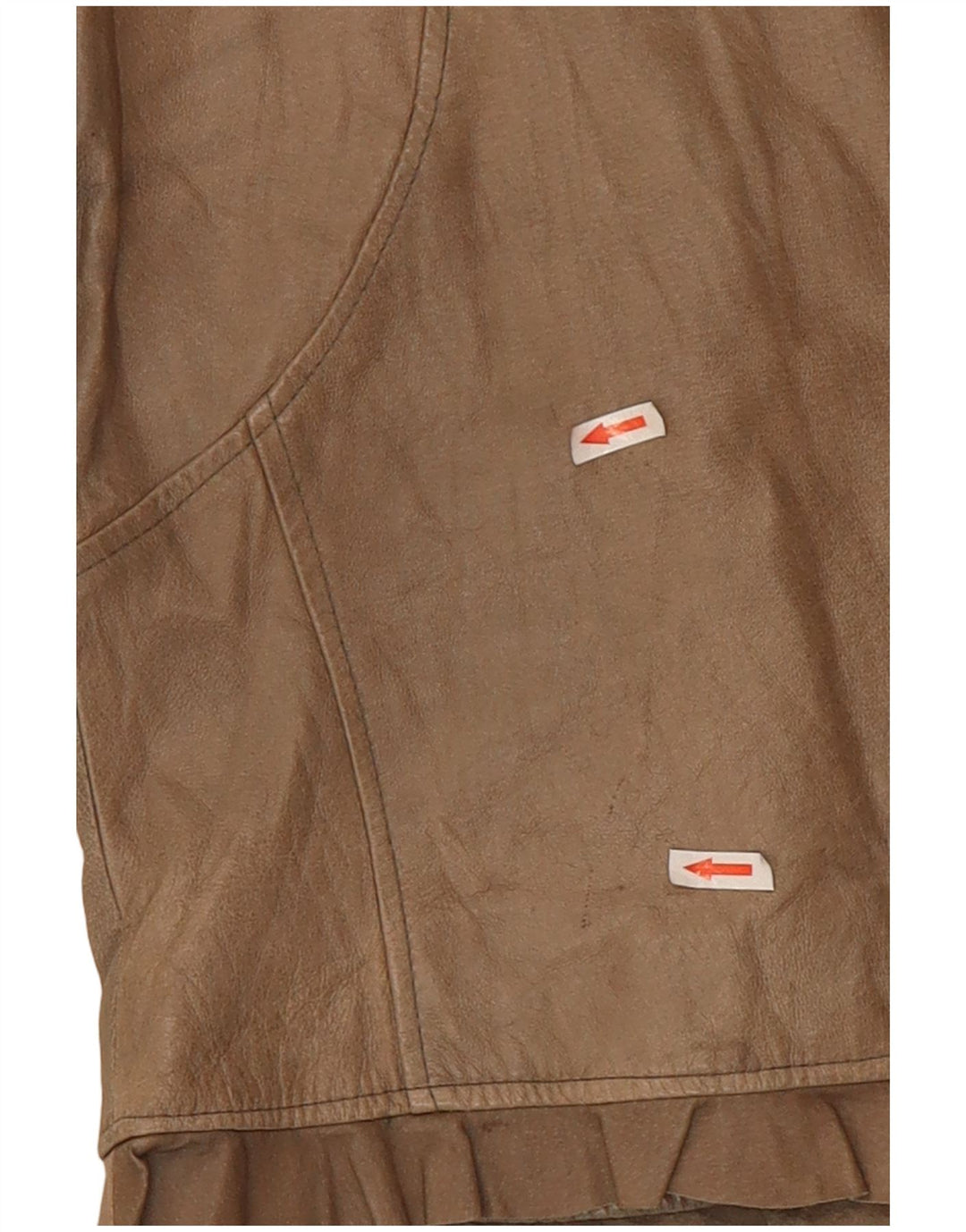 Vintage Dame Crop Læderjakke UK 10 Small Beige