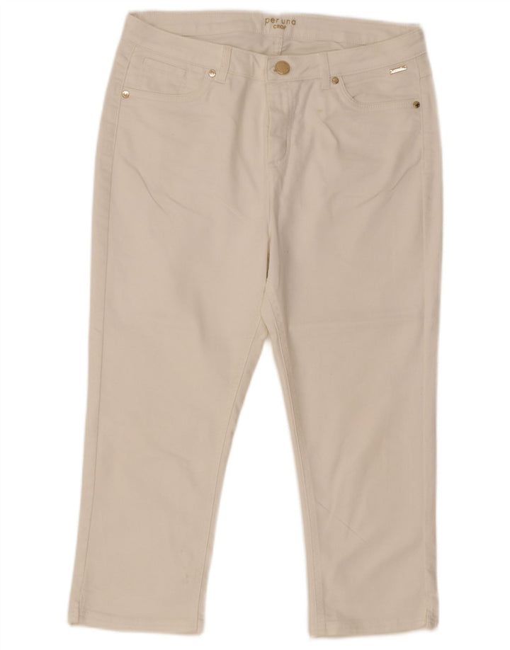 Marks & Spencer Womens Per Una Cropped Trousers UK 14 Large W32 L21 White