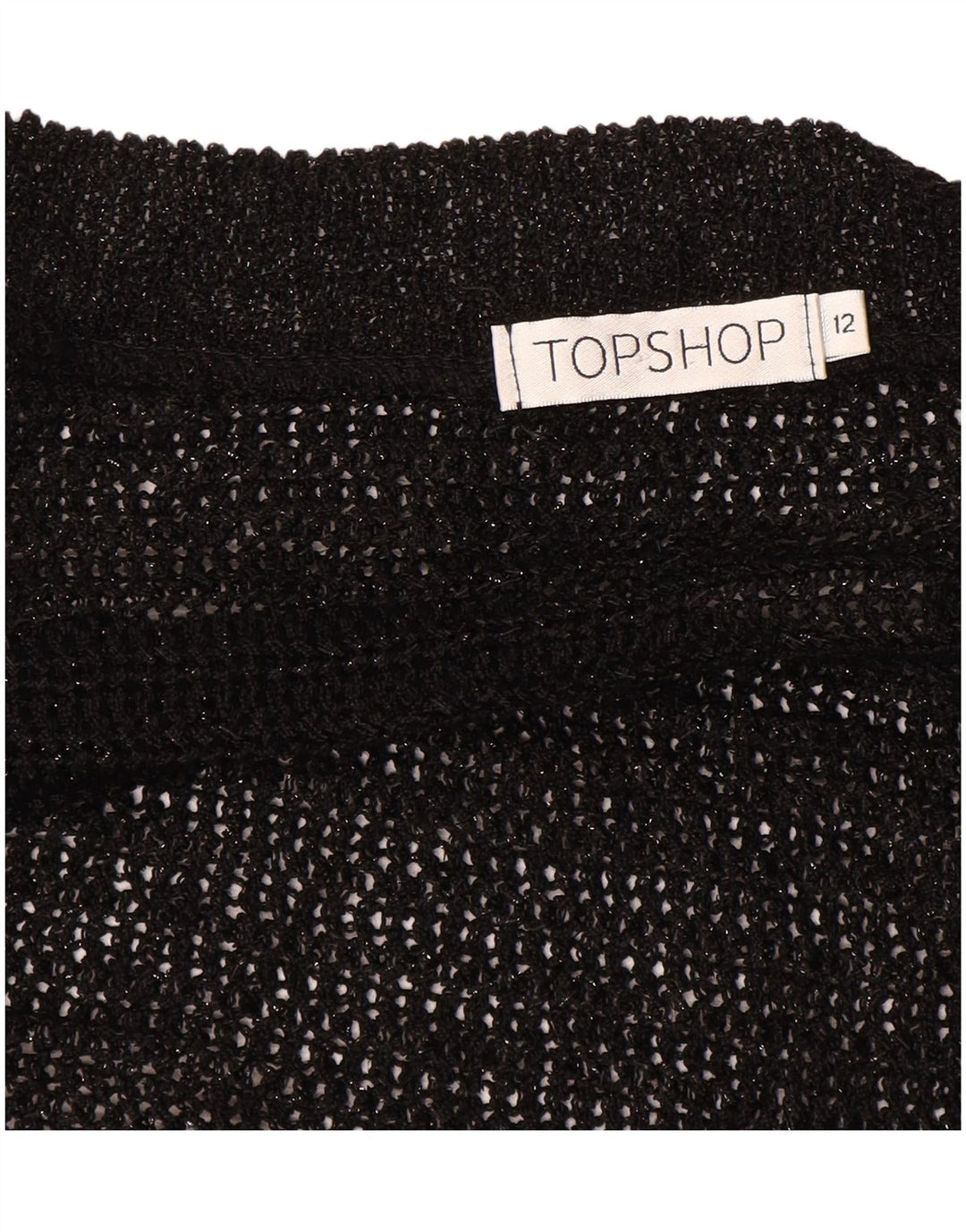 TOPSHOP Womens Crop Bolero Top UK 12 Medium Black Acrylic
