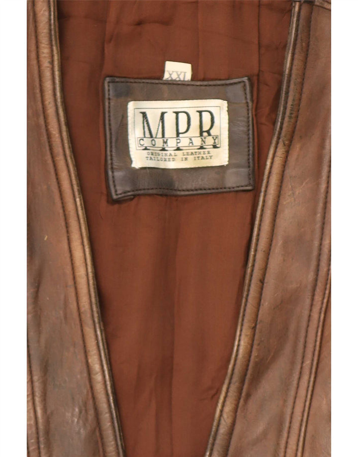 Vintage herre lædervest 2XL brun
