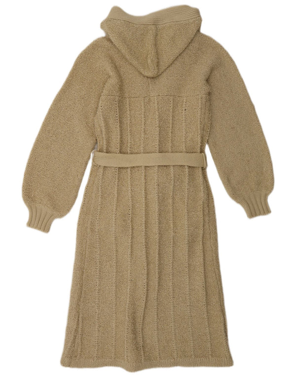 C&A Womens Hooded Longline Cardigan Sweater EU 42 Large Beige Acrylic