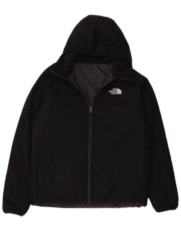 The North Face Boys Hætte Vendbar Polstret Jakke 14-15 År XL Sort