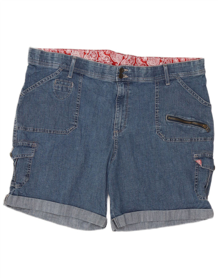 Lee Dame Cargo Denim Shorts US 22 3XL W42 Blå Bomuld