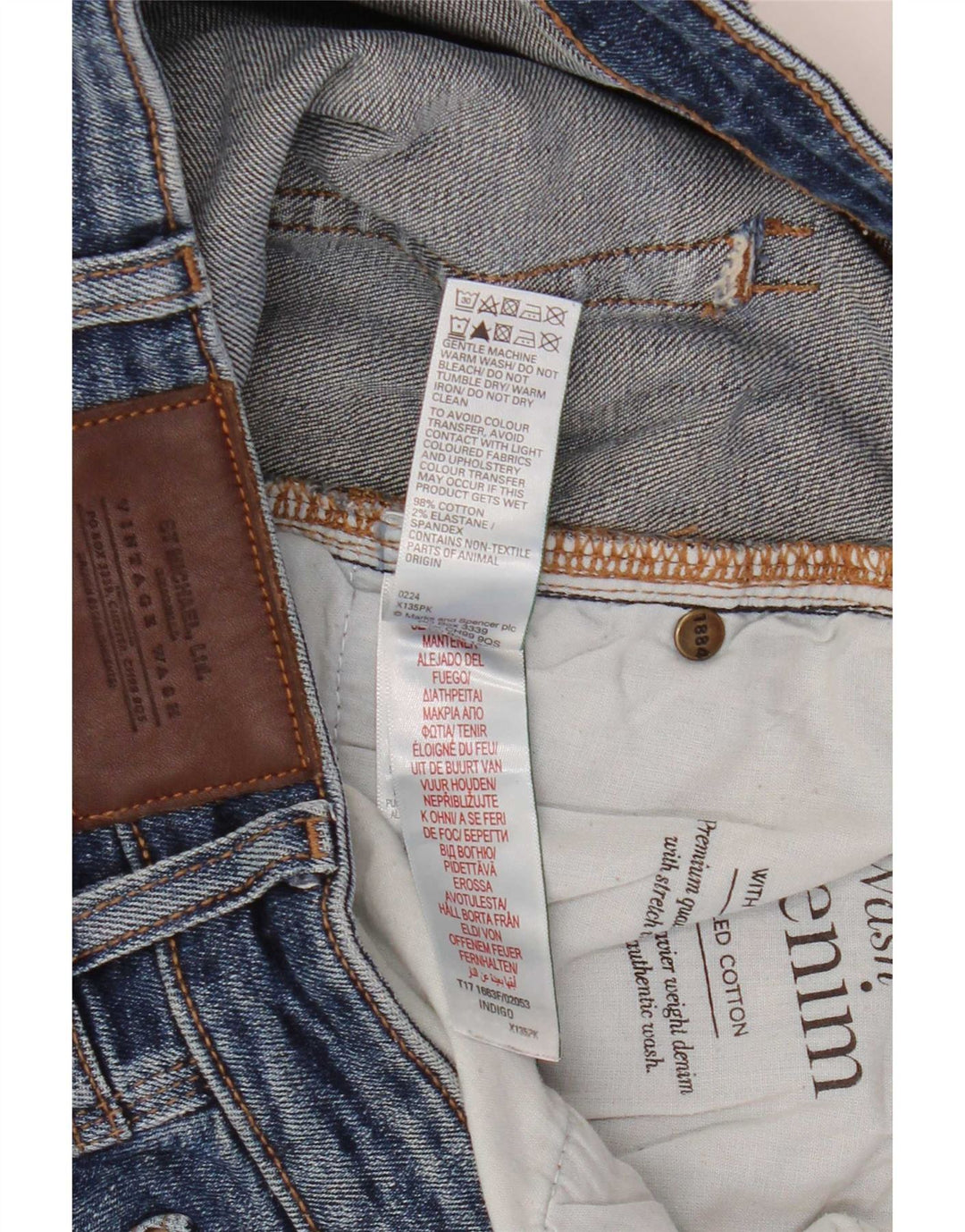 Marks & Spencer Straight Jeans til mænd W38 L31 Blå bomuld