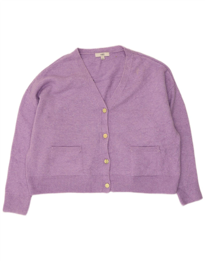 Marks & Spencer Womens Crop Oversized cardigan sweater UK 16 Large Purple