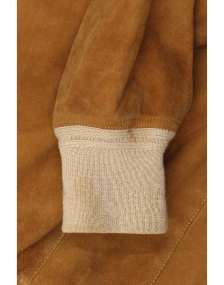 Vintage herre ruskind bomberjakke IT 52 XL beige læder