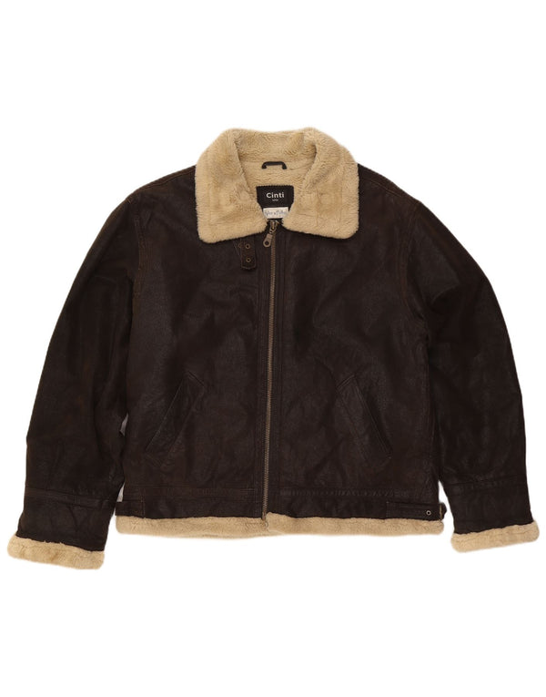 CINTI Herre Sherpa Læderjakke UK 42 XL Brun