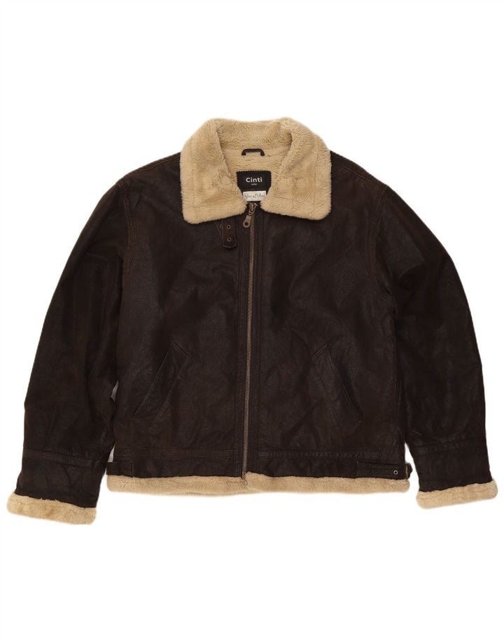 CINTI Herre Sherpa Læderjakke UK 42 XL Brun
