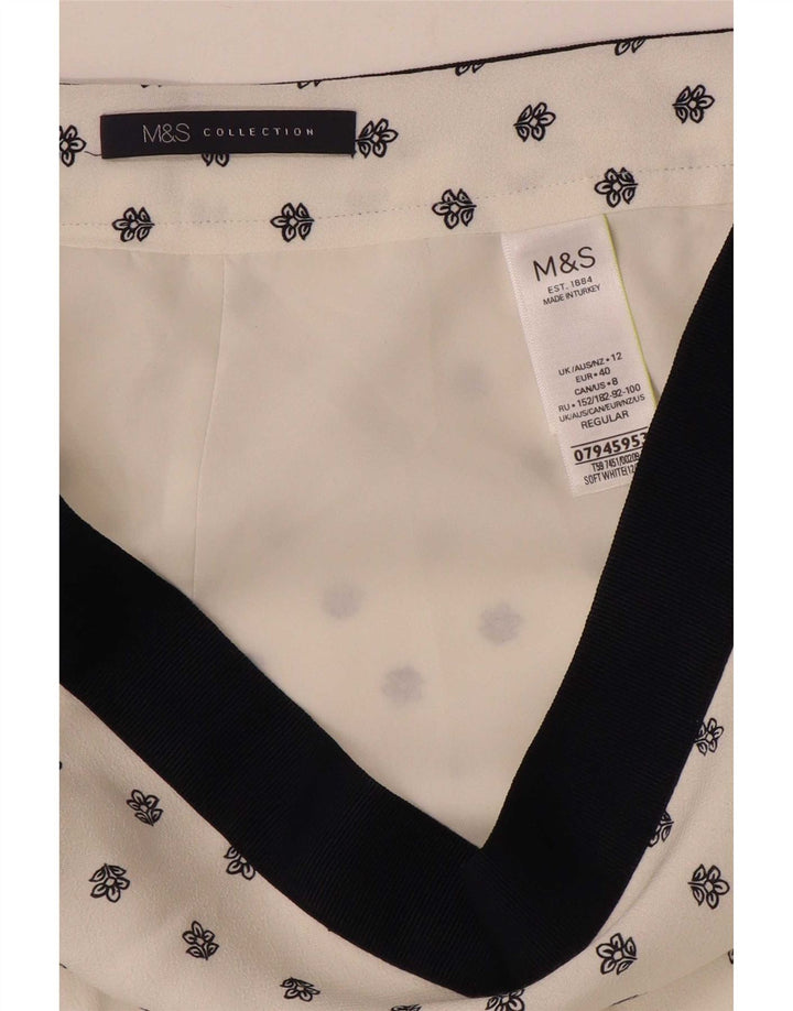 Marks & Spencer Womens asymmetrisk nederdel UK 12 Medium W30 White Floral