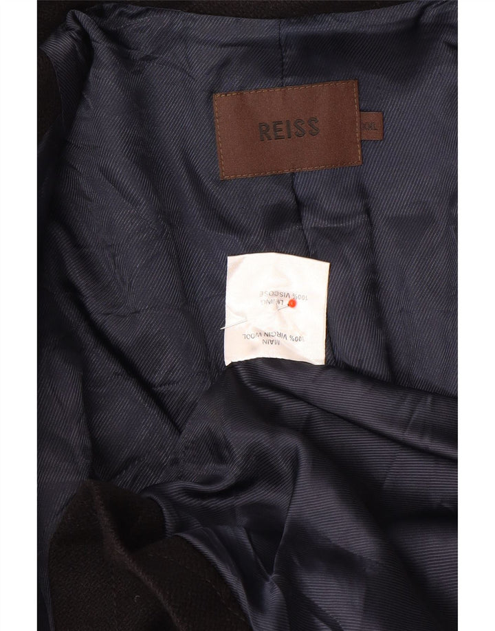Reiss Herre Overfrakke UK 44 2XL Navy Blue Virgin Wool