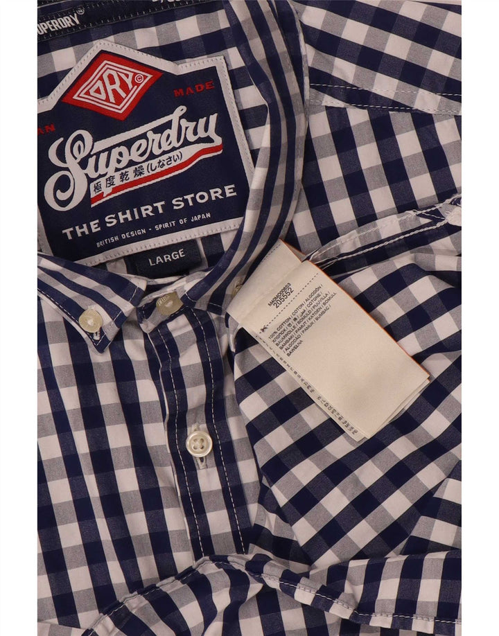 Superdry Herreskjorte Stor marineblå Gingham Bomuld
