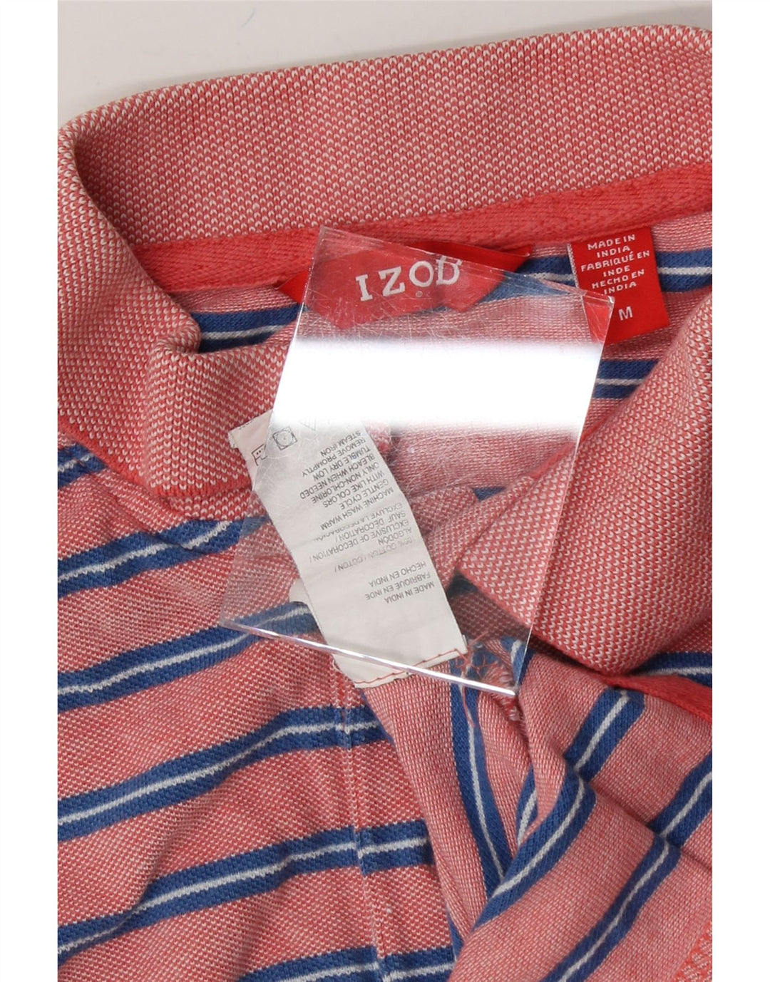 IZOD Mens Polo Shirt Medium Red Striped Cotton Vintage Izod and Second-Hand Izod from Messina Hembry 