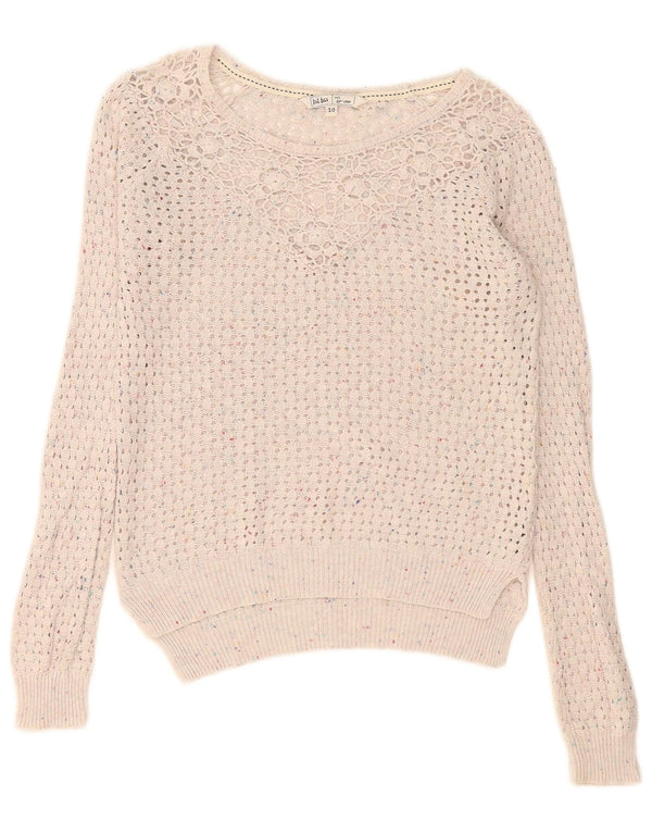 Fat Face Dame Se Through Boat Neck Jumper Sweater UK 10 Small Off White