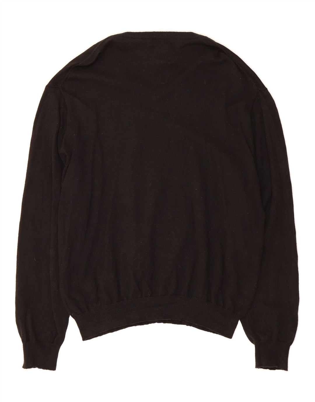 CHAPS Mens V-Neck Jumper Sweater XL Black Cotton Vintage Chaps and Second-Hand Chaps from Messina Hembry 