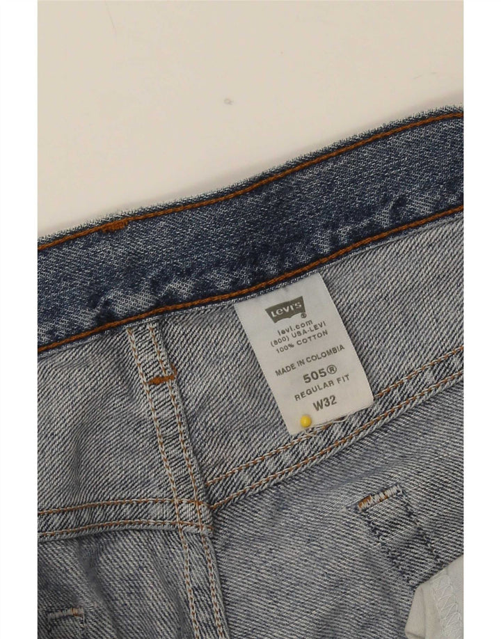 Levi's Herre 505 Distressed Regular Fit denimshorts Medium W32 Blue Cotton