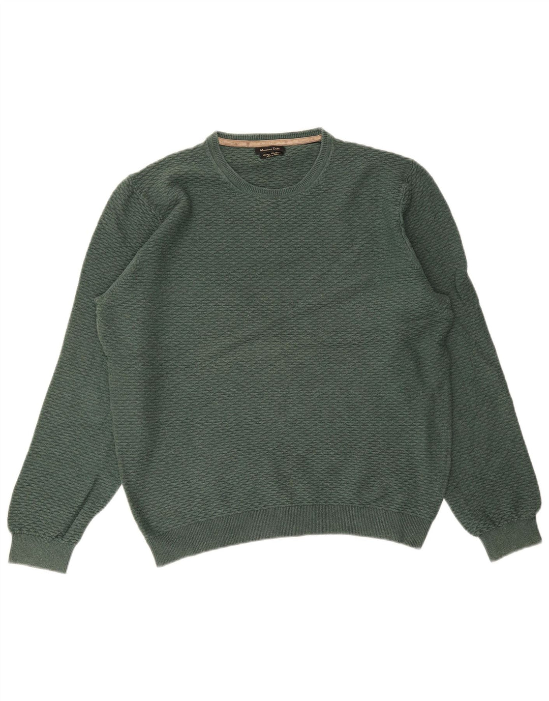 MASSIMO DUTTI Herre sweater med rund hals 2XL Grøn Bomuld