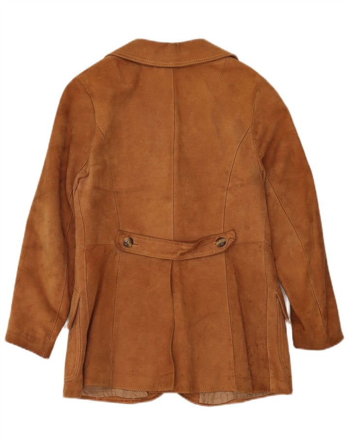 VINTAGE Dame 3-knaps ruskindsblazerjakke IT 42 Medium Brun