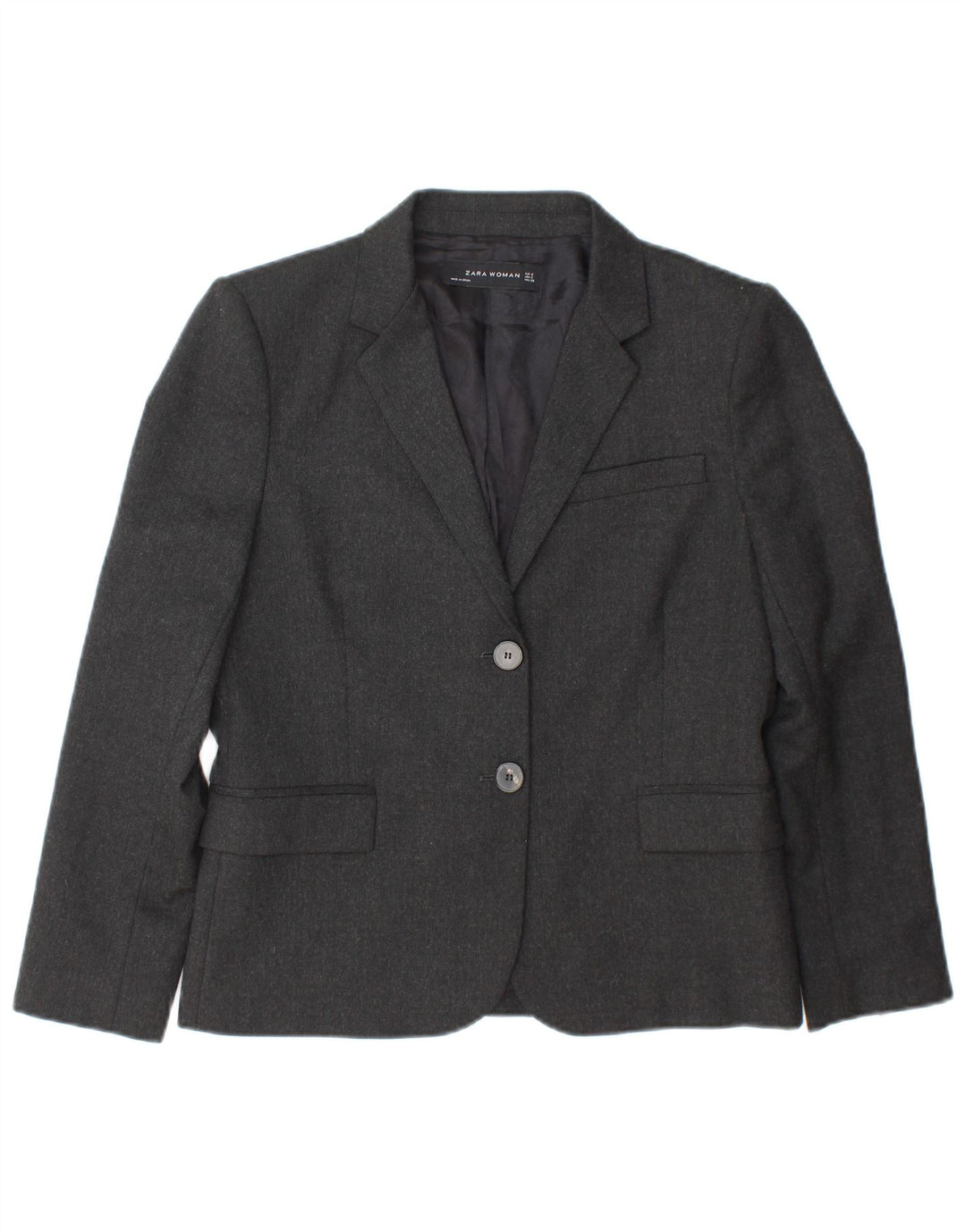 Zara Dame 2 Button Blazer Jacket UK 10 Small Grå