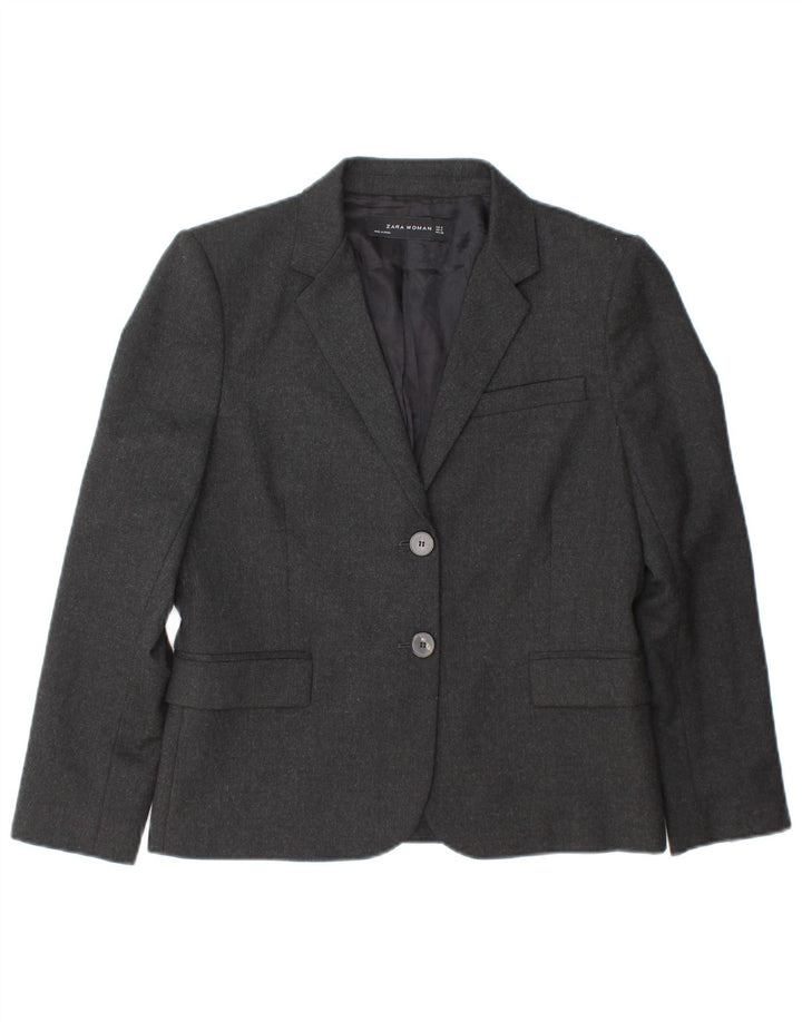 Zara Dame 2 Button Blazer Jacket UK 10 Small Grå