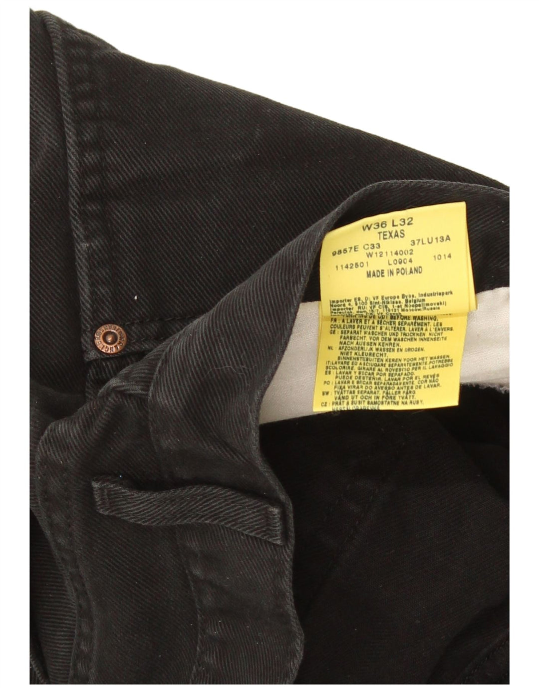 Wrangler Herre Texas Straight Jeans W36 L32 Sort Bomuld