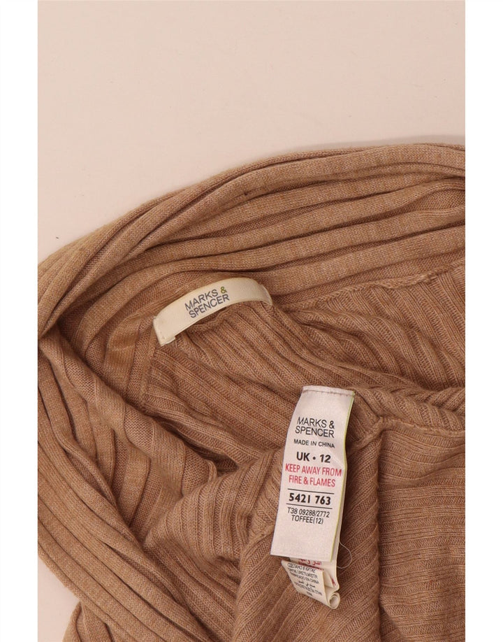 Marks & Spencer Dame Asymmetrisk Cardigan Sweater UK 12 Medium Brun