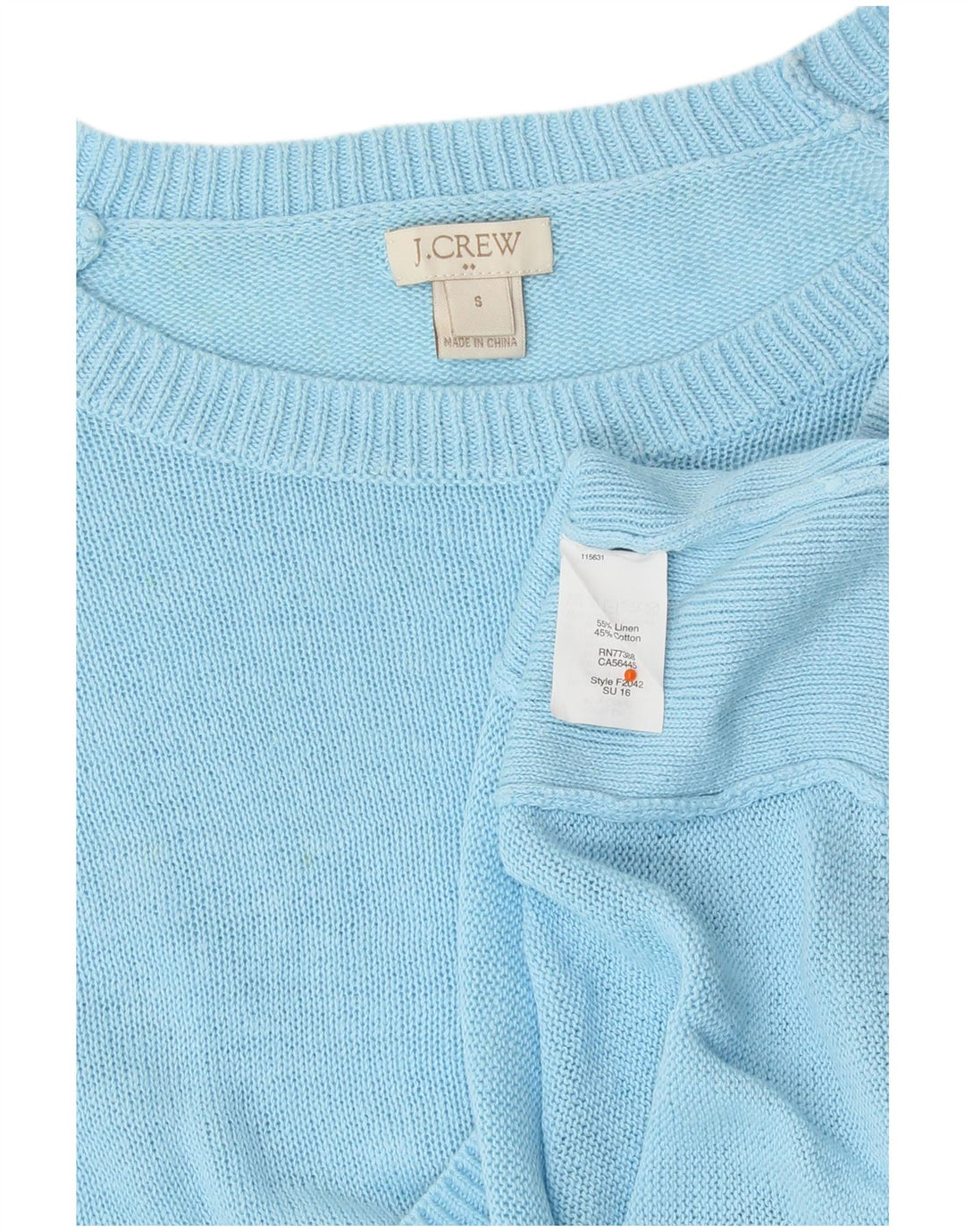 J. CREW Womens Crop Boat Neck Jumper Sweater UK 10 Small Blue Linen
