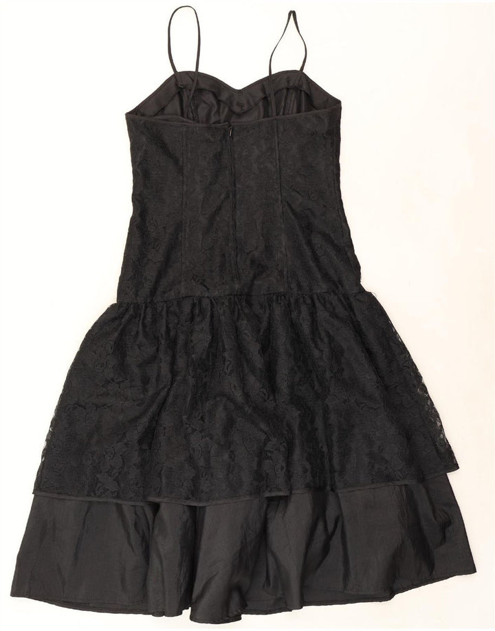 DORETTE Womens Ruffle A-Line Dress IT 42 Medium Black Vintage Dorette and Second-Hand Dorette from Messina Hembry 