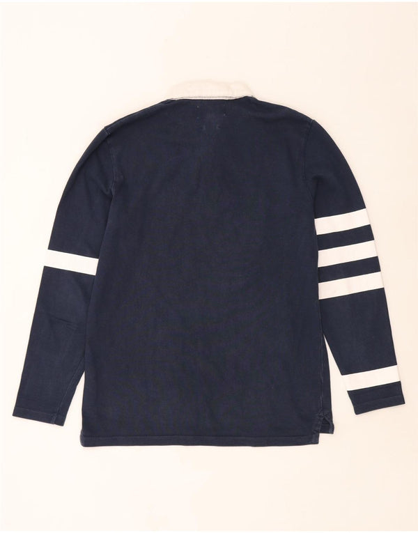 Fat Face Herre Folk Langærmet Rugby Polo Shirt Medium Navy Blå Stribet