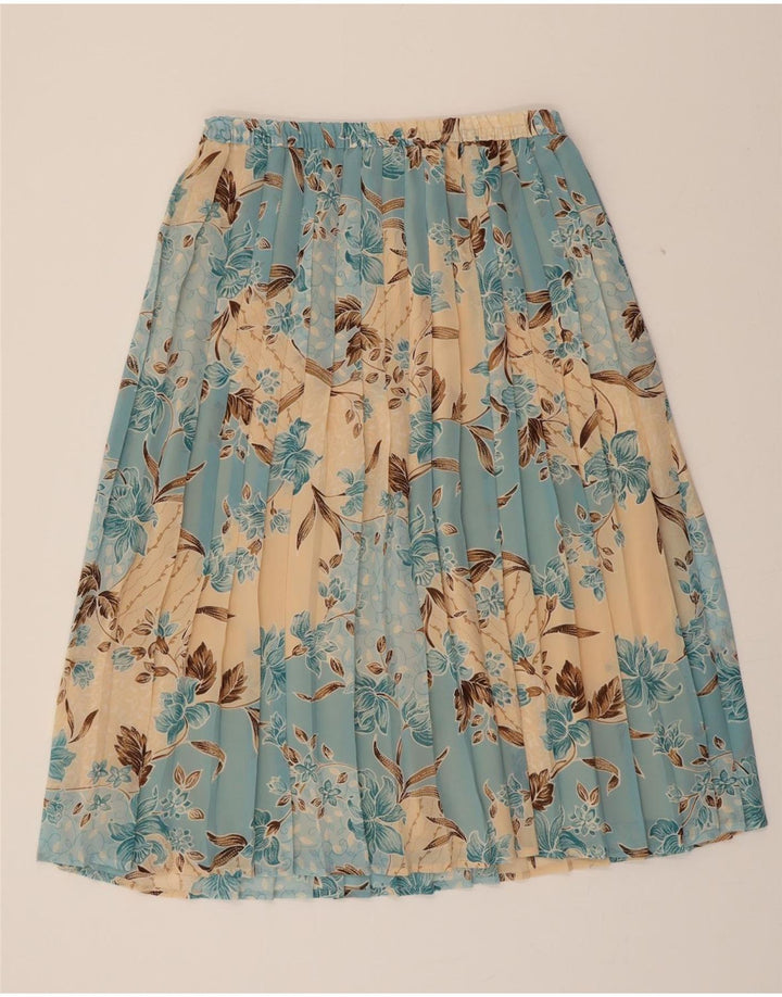 EASTEX Womens Pleated Skirt UK 12 Medium W30  Blue Floral Polyester Vintage Eastex and Second-Hand Eastex from Messina Hembry 