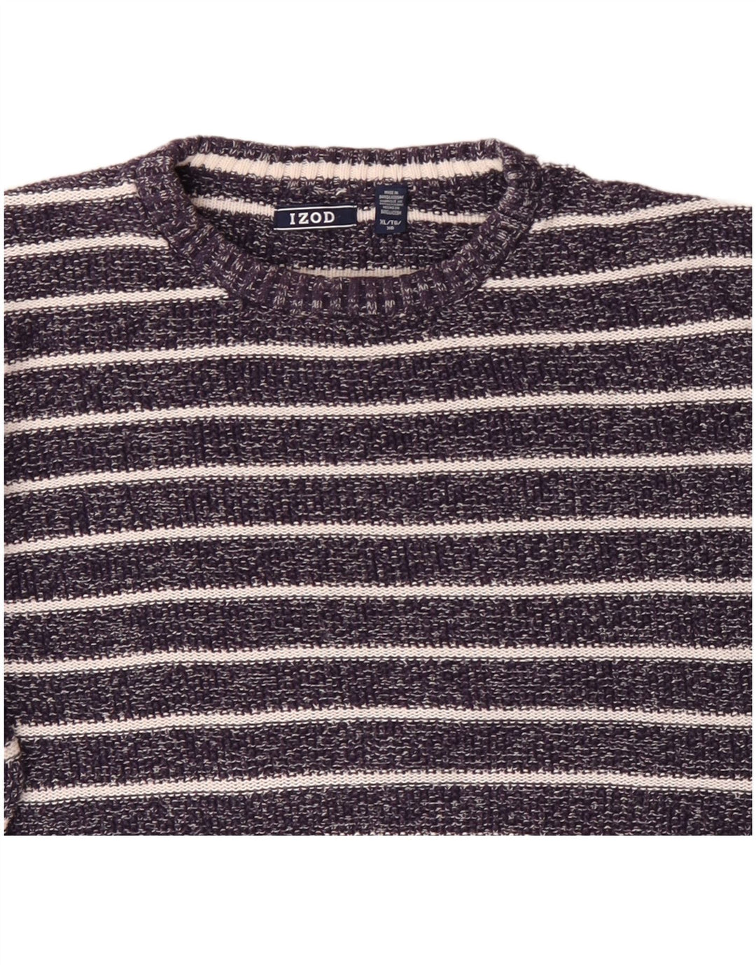 IZOD Herre sweater med rund hals XL marineblå stribet bomuld