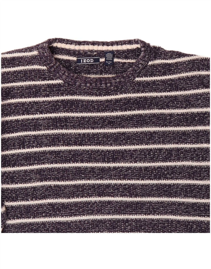 IZOD Herre sweater med rund hals XL marineblå stribet bomuld