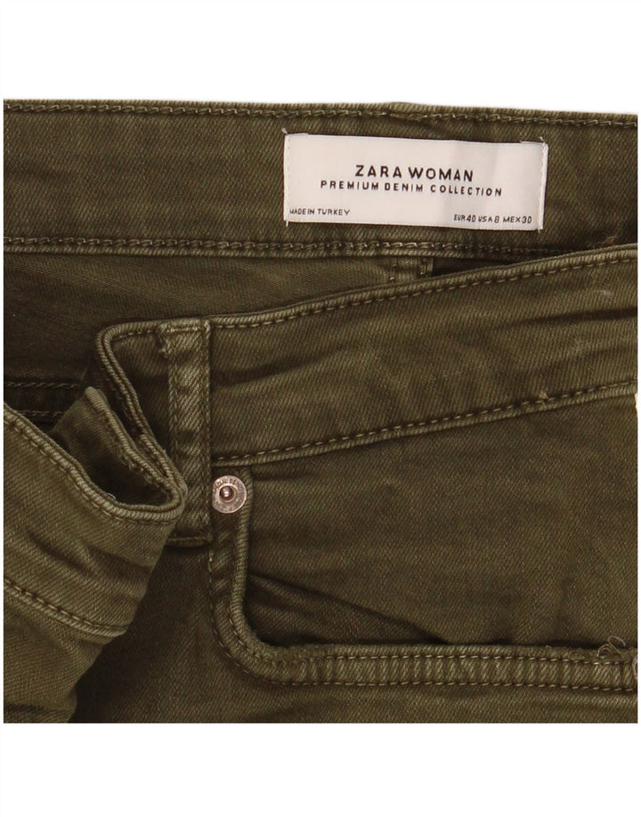 Zara Dame Slim Jeans EU 40 Medium W30 L27 Khaki Colourblock