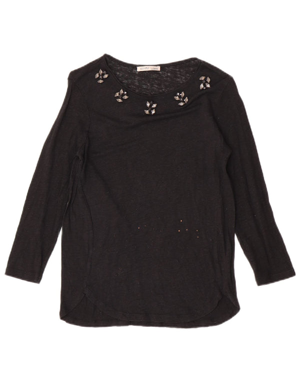 Zara Dame Top 3/4 ærme UK 10 Lille Sort
