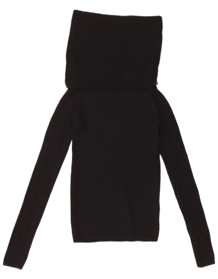 Zara Dame Roll Neck Top Langærmet UK 8 Small Black Polyester