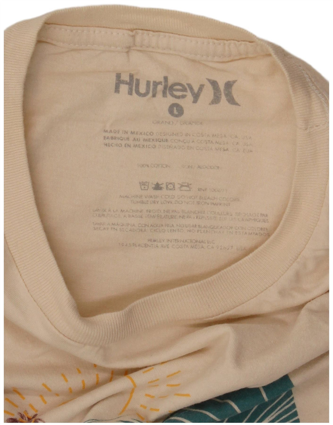 Hurley Herre Grafisk T-Shirt Top Stor Off White Bomuld