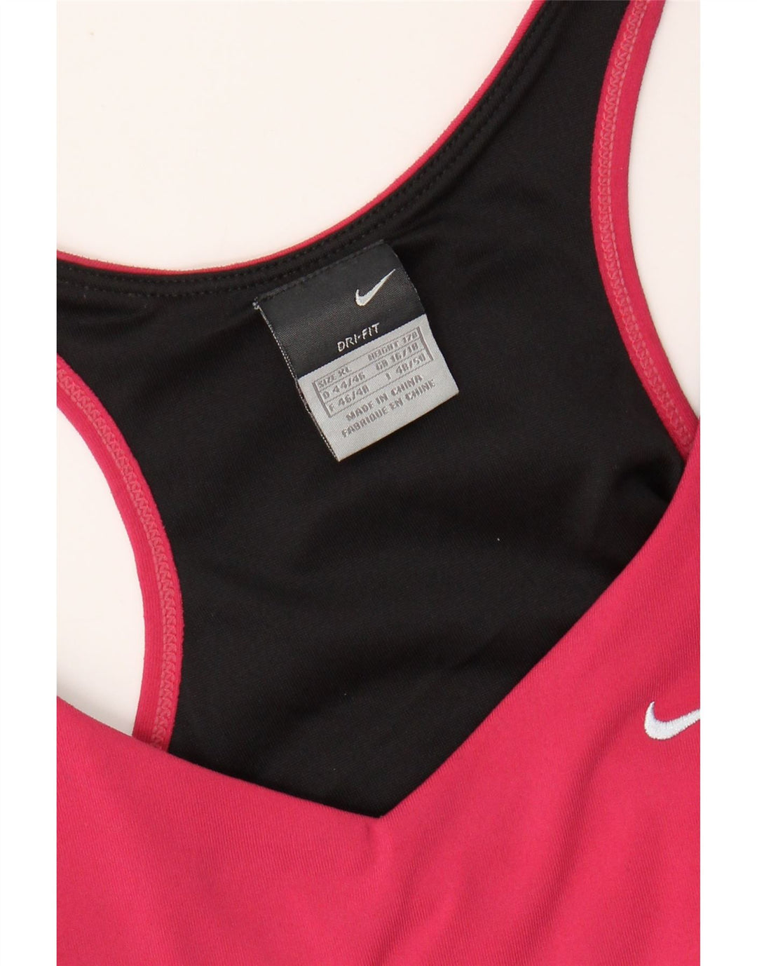 NIKE Dame Dri Fit Crop Vest Top UK 16/18 XL Pink Colourblock