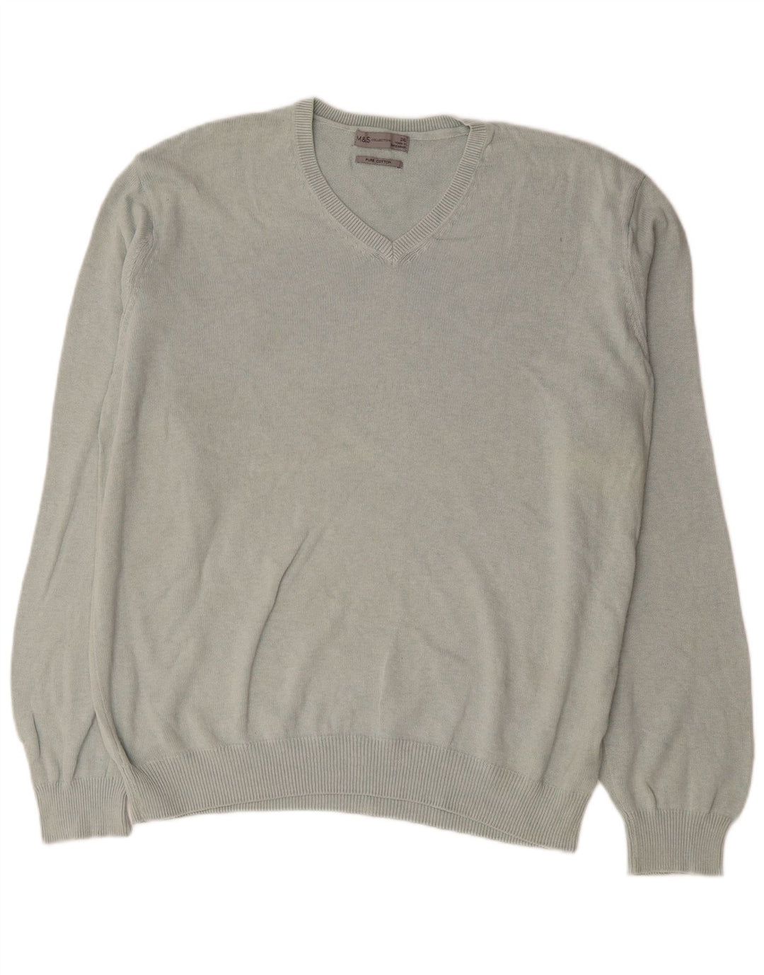 Marks & Spencer Herre V-hals sweater 2XL Grå Bomuld