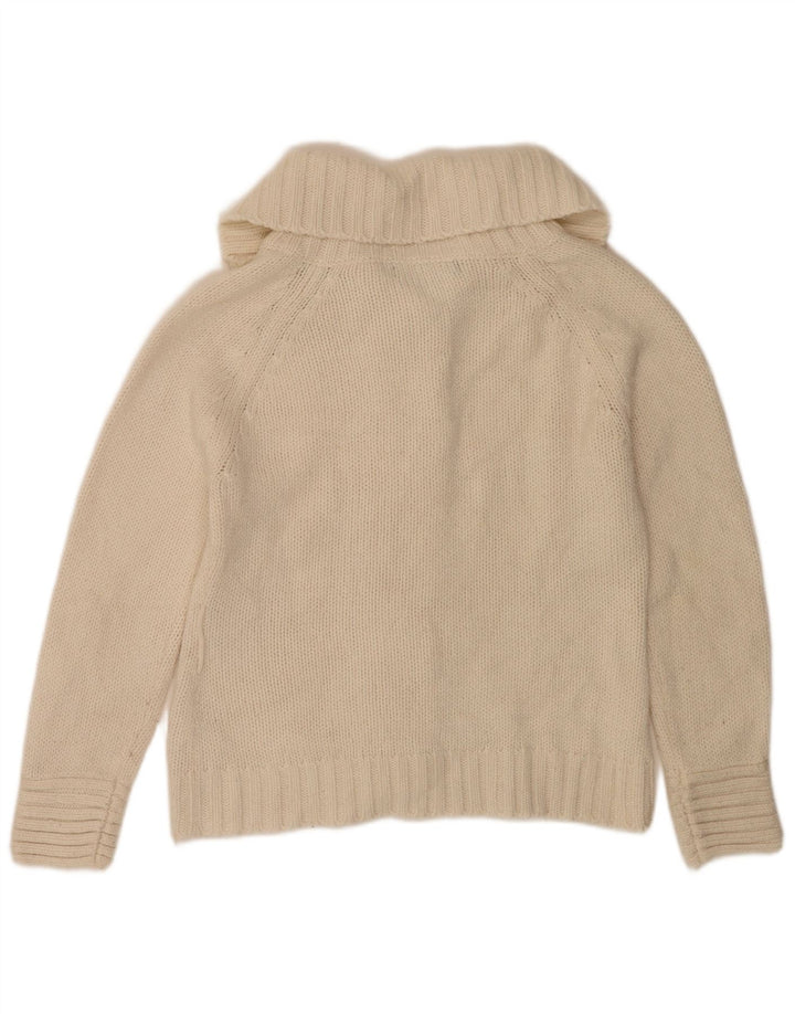 Zara Dame Cardigan Sweater UK 14 Medium Off White Akryl