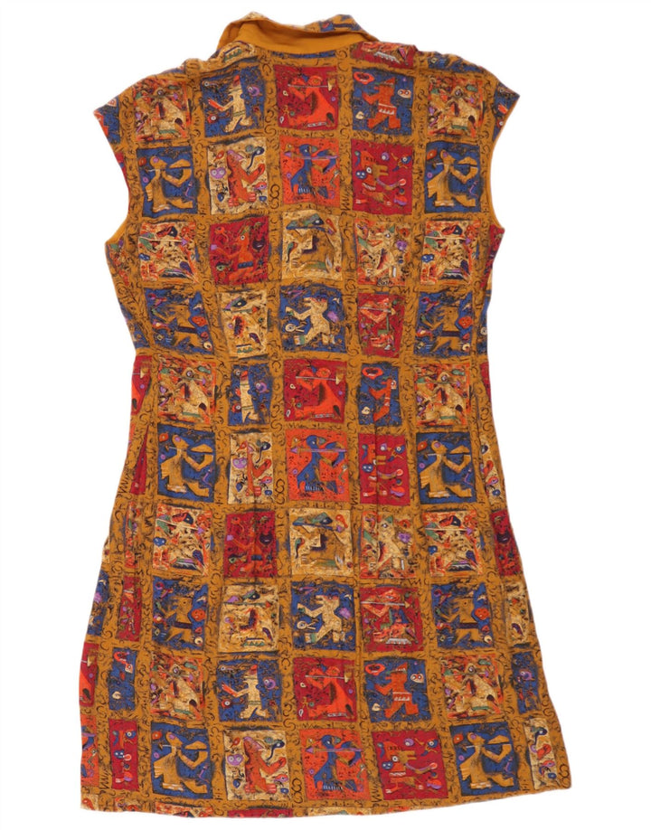 Vintage dameskiftkjole UK 16 Stort flerfarvet patchwork